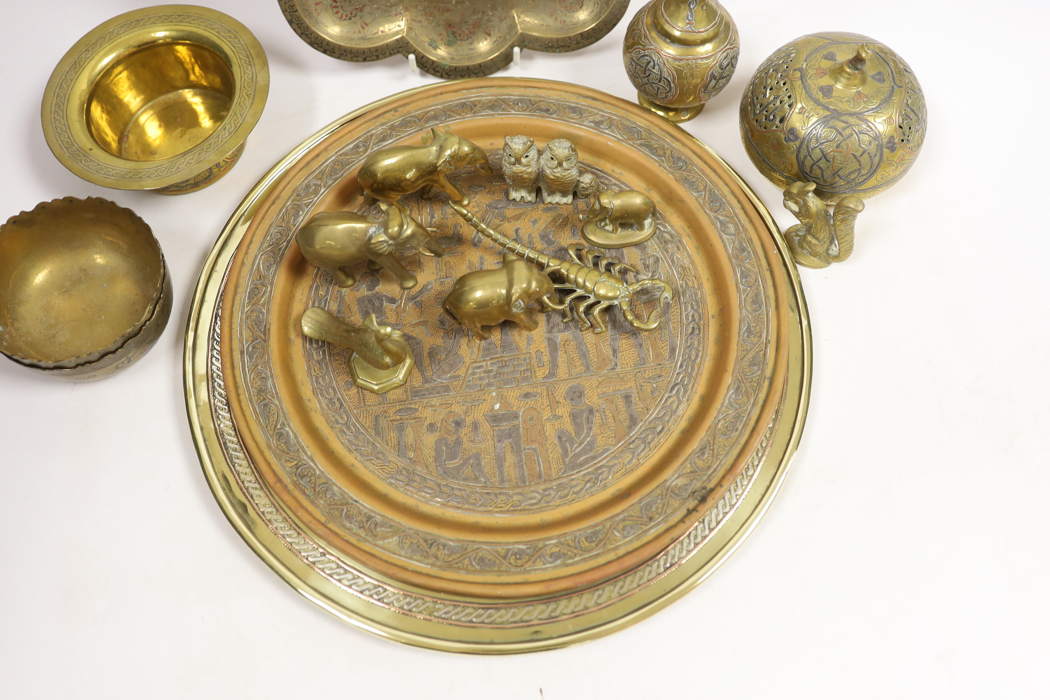 A group of Persian metal and brassware